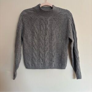 Banana Republic Gray Cable Knit Turtleneck Sweater